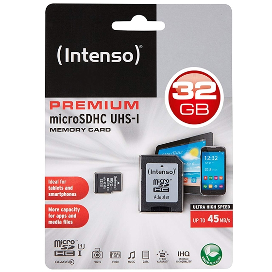 Intenso Micro SDHC 32GB Class 10 Speicherkarte inkl. SD-Adapter (UHS-I)
