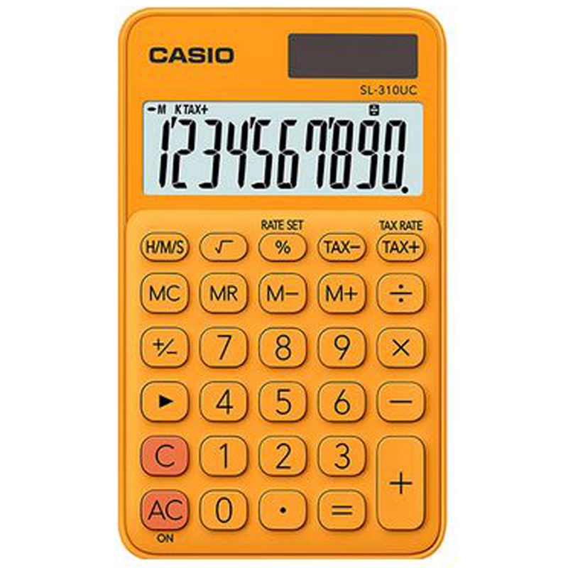 Casio SL-310UC-RG Einfacher Taschenrechner Batterie/Solar - orange