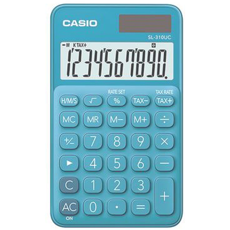 Casio SL-310UC-BU Einfacher Taschenrechner Batterie/Solar - blau