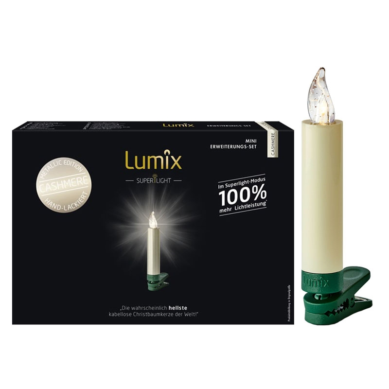 Krinner Lumix SuperLight Metallic 6er Erweiterungs-Set Kabellose Christbaumkerzen Cashmere (2.Wahl)