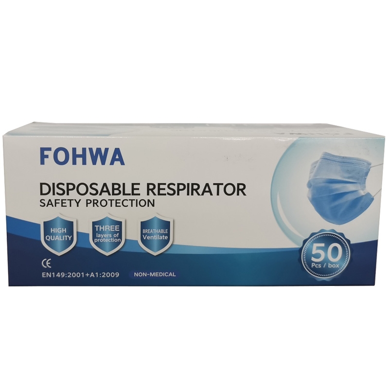 Mund-Nasen-Schutz 50er Pack weiß/blau