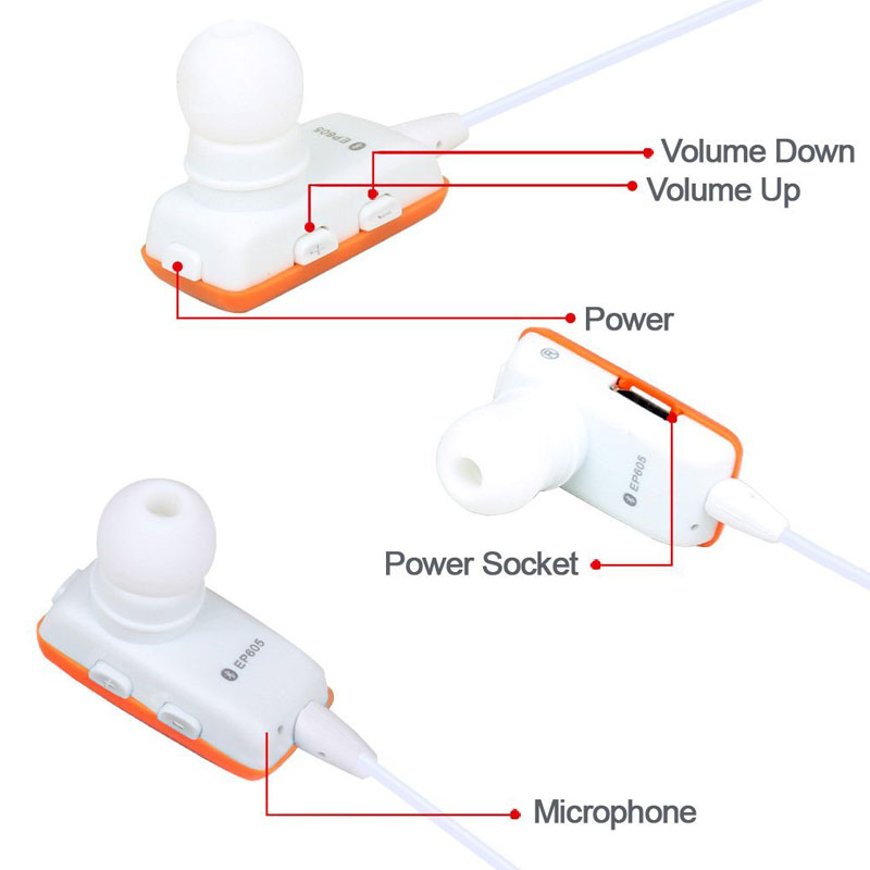 August EP605O in Ear Bluetooth Ohrhörer mit Mikrofon orange