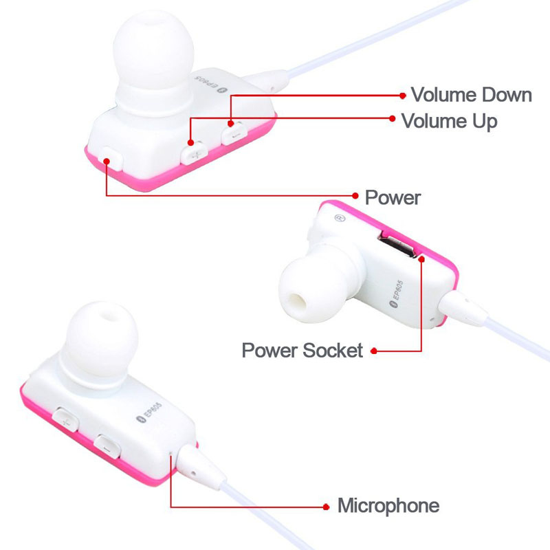 August EP605P in Ear Bluetooth Ohrhörer mit Mikrofon pink