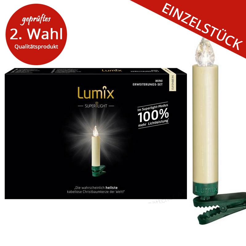 Krinner Lumix SuperLight Mini 6er Erweiterungs-Set Kabellose Christbaumkerzen Elfenbein