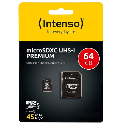 Intenso Micro SDHC 64GB Class 10 Speicherkarte inkl. SD-Adapter (UHS-I)